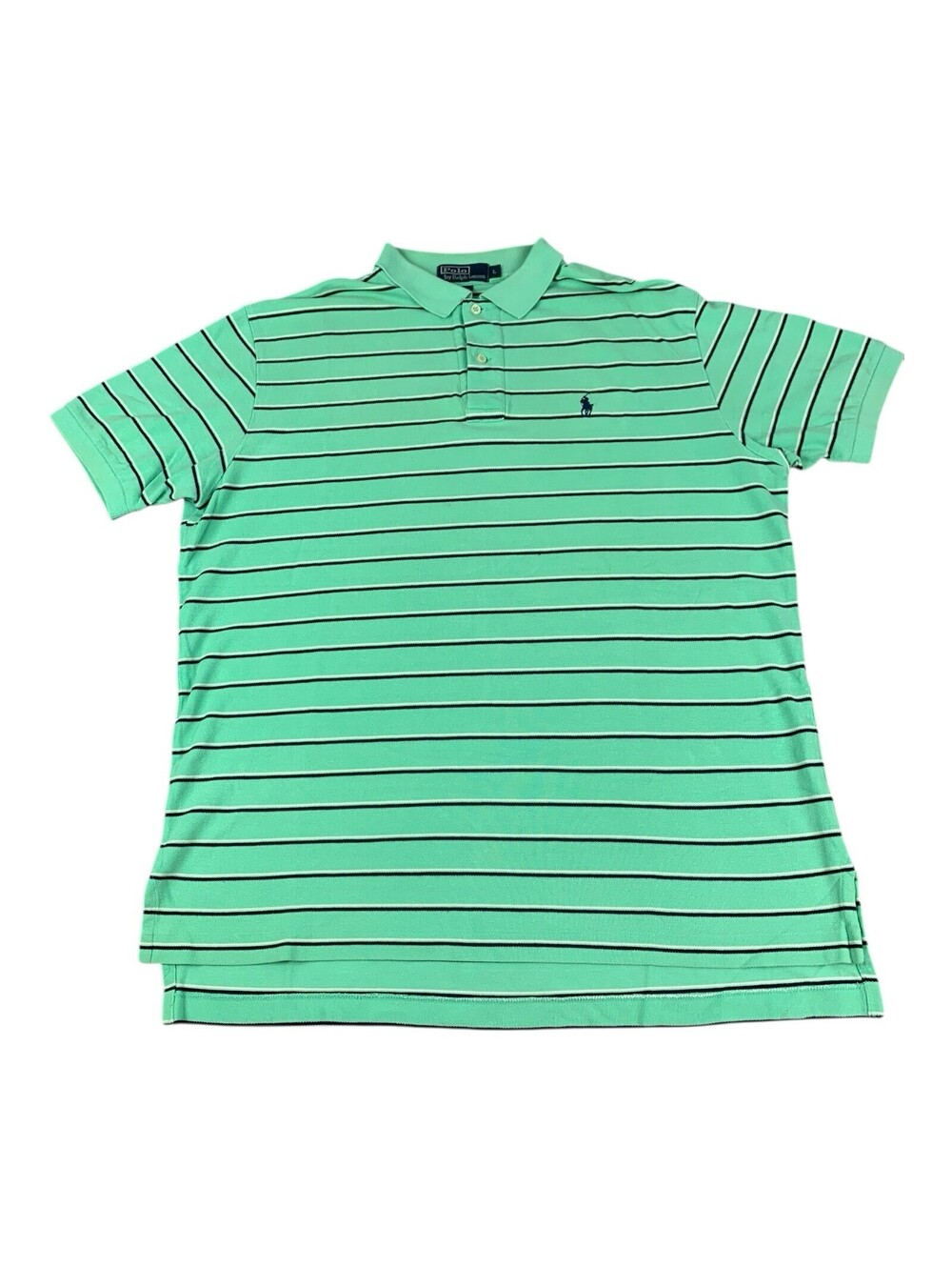 Polo Ralph Lauren Polo Shirt, Short Sleeves, Green Stripes, Cotton, Men's Size L